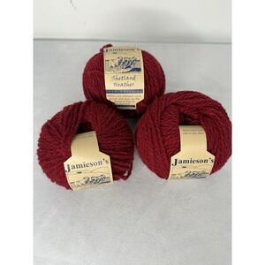 Jamiesons Shetland Heather 100% Shetland Wool Yarn Shade 1220 Laquer 3 Skein Lot